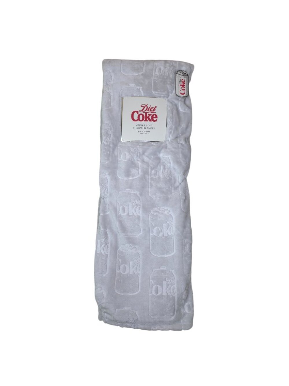 Diet Coke Velvet Soft Plush Throw Blanket 60x70" Silver With Embossed Can Design